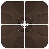 Best Choice Products 4-Piece 155lb Capacity Heavy-Duty Cantilever Offset Patio Umbrella Stand Square Base Plate Set w/Easy-Fill Spouts for Water or Sand - Brown