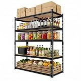 Gomkpug 3000LBS Adjustable Storage Shelves,5-Tier Heavy Duty Garage Shelving,Metal Storage Rack for Kitchen,Basement,Warehouse,Pantry,72" H x 36" W x 16" D,Black