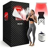 WELLEVER Upgraded Sauna Box, Infrared Sauna for Home, Portable Steam Sauna Tent with 1000W 2.5L Steamer Heater, Indoor Sauna Room for Relaxation, 2.6’ x 2.6’ x 5.9’
