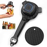 Electric Jar Opener for Seniors with Power Clamp Technology, 2-in-1 Patent Automatic Jar & Bottle Opener, 800mAh Rechargeable, Comes with Bonus Anti Slip Gripper Pad for Beer, Dressing and Jars