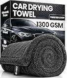 EVEO Car Drying Towel - (1300 GSM) XL Drying Towels Car Detailing - Car Microfiber Towel (36"x24") Microfiber Drying Towels for Cars Towels Drying, Car Wash Towels, No Scratch, Ultra Absorbent - Grey