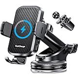 CHGeek Wireless Car Charger with Phone Holder Mount, 15W Fast Charging Auto Clamping Phone Holders for You Car Windshield Dashboard Air Vent Accessories for iPhone, Samsung Galaxy, Google, etc
