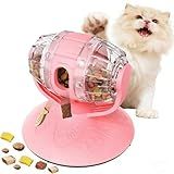 Cat Slow Feeder Toy,Beer Barrel Interactive Feeder for Cats,Interactive Mental Stimulation Food Dispenser for Indoor Cats,Slow Food Teasing Toy for Cats,Boredom Buster,Interactive Puzzle Feeder,（Pink）