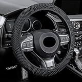 Alpmosn Elastic Stretch Steering Wheel Cover, Universal Interior Accessories Steering Wheel Cover for Women & Men, Breathable Microfiber Ice Silk, Anti-Slip, Odorless, Easy Carry(Black)