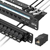 Jadaol [UL Listed] 24 Port Patch Panel Rackmount or Wall Mount 19-Inch, 1U Cat 6 Network Panel Preloaded with 24 Keystone Couplers Plus 1 Spare, 10Gbps Ethernet Panel with Cable Management & Back Bar