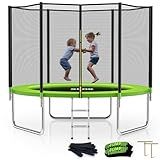 SKOK Trampoline 8FT Trampolines with Enclosure Net, 400LBS Outdoor Trampolines for Kids -ASTM Approved Trampoline for Children and Adults with Jump Mat, Spring Cover & Ladder