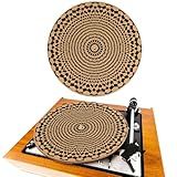 Briwooody Cork Turntable Mat/3mm Thick for Better Sound Support on 11.8 Inches Vinyl LP Record Player Turntable Slipmat Psychedelic Geometric for Vinyl Record(Line Mix Art)