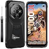 Blackview Fort 1 Rugged Phone Android 15, 18GB+256GB 2TB Expand 10000mAh Battery Rugged Smartphone Unlocked, Gemini AI 6.56 Inch 90Hz, 4G T-Mobile Dual SIM IP69K Waterproof, Fingerprint/NFC/OTG/GPS