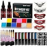 Depvision SFX Makeup Kit Halloween Makeup Set Professional Face Body Paint Special Effects Makeup Set with Fake Blood Temporary Tattoo Hair Chalk Oil Body Paint Sponges Brushes for Halloween Party