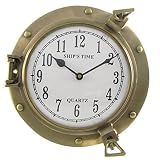 TG,LLC Ships Time Solid Brass Porthole Wall Clock Quartz Movement Nautical Coastal Home Decor
