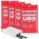 Emergency Fire Blanket for Home Kitchen - KANHIRO Fiberglass Fire Suppression Blanket Great for School, Fireplace, Grill, Car, Office, Warehouse (4 Pack, 40"x40")