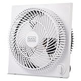 BLACK+DECKER 9-Inch Frameless Box Fan, Freestanding Desk Fan with 3-Speed Settings, Portable Fan for Home Office or Garage, BFB09W, White