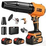 Cordless Leaf Blower with 2 Batteries & Charger - 990,000 RPM Handheld Electric Leaf Blower, Lightweight for Patio, Lawn, Leaves, Dust - Orange