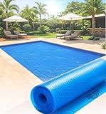 SunHeater Pool Solar Blanket - Heavy Duty Rectangular Thermal Cover with Bubbles - Heat Transfer Solar Pool Heater for In-Ground Swimming Pools - Durable 12 Mil Thick Polyethylene - 16' x 32' Feet
