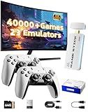 2026 Upgraded Retro Gaming Console Stick Pro, Video Games Stick with 4K HDMI Built-in 23 Emulators Console, 40000+ Game System, Plug and Play TV Game Stick with 2 Wireless Controllers Natural White