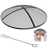 YITAHOME 30" Fire Pit Screen with Top Ring & Poker, Iron Mesh Spark Guard with High-Temperature Coating, Portable & Modular for Backyard Fire Pits, Camping, Beach Parties, and Barbecues