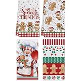 Cesqouc 4 Pack Ultra Soft Highly Absorbent Christmas Print Hand Towels