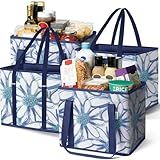BagGroup Reusable Grocery Bags or Shopping Bags, 4 Pack - Durable and Foldable Large Tote Bags for Groceries - Reinforced Bottom & Handles