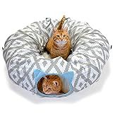 Kitty City Large Cat Tunnel Bed, Cat Bed, Pop Up Bed, Cat Toys, White