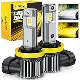 AUXITO H11 Switchback LED Bulbs, 80000LM 6500K White 3000K Yellow Dual Color H11 LED Bulb, 1:1 Mini Wireless Fog Light Bulbs, Fanless Copper Tube Cooling, No Beam Shift