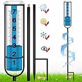JMBay Rain Gauge Outdoor, Accurate rain gauges Outdoors Best Rated, Tall rain Gauge for Yard with Stake, Decorative rain Measure Gauge for Garden, Deck, Lawn with Large Numbers, Adjustable Height