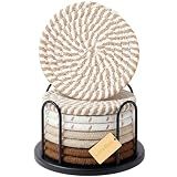 Lazebox Coasters Set of 8 for Drinks, 4 Inch Large Coasters for Coffee Table, Tabletop Protection for Hot & Cold Drinks, Versatile Coasters for Home Decor, Non-Slip & Easy to Clean, Coffee