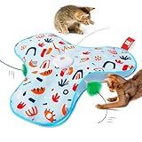 Potaroma Hide and Seek Interactive Cat Toys, Moving Concealed Wand Feather, Automatic Chargeable Indoor Kitten Exercise Kicker, Mouse Squeaky, Floral Cover