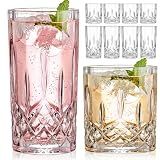 Qipecedm Drinking Glasses, 8 Piece Crystal Glass Cups, Mixed Glassware Set, 4 pcs Crystal Old Fashioned 11oz Highballs and 4 pcs 11oz Whiskey Glasses, Great for Cocktail, Whisky and other Beverages