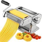 Nuvantee Pasta Maker with 7 Adjustable Thickness Settings - 2 in 1 Noodle Maker with Rollers and Cutter, Make Spaghetti, Fettuccini, Lasagna, & More