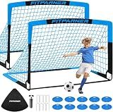 Kids Soccer Goals for Backyard Set - 2 Pack of Portable Pop Up Soccer Nets with Ball,Cones,Complete Training Equipment Kit for Toddler,Youth,Kids Age 3-14,Outdoor Sports Game