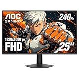 AOC 25G51Z 25-inch Gaming Monitor FHD 1920x1080, 240Hz Refresh Rate, 0.5ms MPRT, IPS Panel, HDR, 3-Sided Frameless, HDMI 2.0 x1, Display Port x1, 3-Year Zero-Bright-Dot