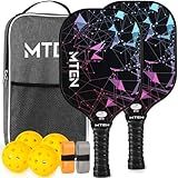 MTEN Pickleball Paddles Set of 2, USAPA Approved Fiberglass Surface Pickleball Set with 2 Pickleball Rackets,4 Pickleball Balls,1 Portable Carry Bag, Pickle Racket Set ​for Men Women