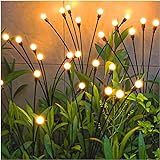 TONULAX Solar Garden Lights - Upgraded Solar Swaying Light, Sway by Wind, Outdoor Lights, Yard Patio Pathway Decoration, High Flexibility Iron Wire & Heavy Bulb Base, Warm White (4 Pack)