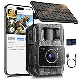 MAXDONE Solar Trail Camera WiFi Bluetooth - 4K 64MP Game Camera with 6000mAh Battery, Rechargeable Trail Cam with Night Vision Motion Activated IP66, Wildlife Cameras Deer Cams for Outdoor Backyard