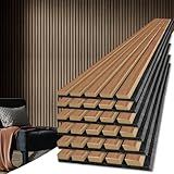 Art3d 6-Piece Wood Slat Acoustic Panels for Stylish Decor and Noise Reduction, 3D Textured Panel for Ceiling and Wall, Walnut