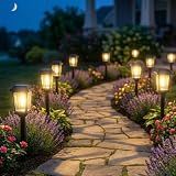 DOESLAG 12 Pack Solar Lights Outdoor, Modern Solar Pathway Lights Outdoor, Waterproof Auto On/Off Garden Lights for Yard, Landscape Path, Walkway, Driveway Decor (3000K Warm White)