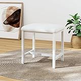 KAI-ROAD Small Vanity Stool, Cute Vanity Stools with Cushion, White Makeup Vanity Chair for Small Spaces, Living Room, Bedroom, Bathroom, Entryway, Ottoman Foot Rest for Couch Sillas Modern