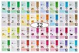 DERMAL Korean Collagen Face Mask 32 Combo Pack A+B Set – Hydrating & Soothing Sheet Mask with Panthenol, Hypoallergenic Calming Moisture Care for All Skin Types