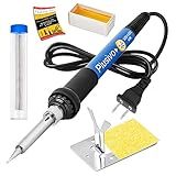 Soldering Iron Kit, 60W Soldering Iron Adjustable Temperature 120V 5-in-1, Solder Wire, Rosin Paste Flux, Stand, Sponge, Fast Heating Portable Desoldering Tools for Electronics Repair DIY Hobby