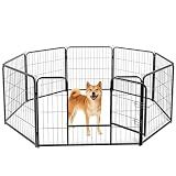 DUMOS Dog Playpen Indoor, Metal 32 Inch 8 Panels Foldable Pet Fence with Door, Outdoor Small Medium Large Dog Puppy Portable Exercise Play Pen for RV Camping, Trips, Play Yard