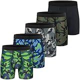 CONKEND Mens Boxer Briefs Cotton Underwear Pack 6”no Ride up Regular Stretch Elastic Wide Band Boxer Briefs Camo S