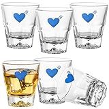 CTHTFTDSY (Set of 6 Espresso Shot Glasses, 4.5 oz Whisky Glass Sets & Juice Glasses – Heart-Shaped Baked Designs, Tempered Rim – Dishwasher Safe for Home, Bar, Café