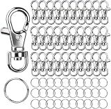 LEOBRO 60PCS Lobster Claw Clasps and Key Rings, 30PCS Keychains Clips and 30PCS Key Chain Ring, Keychain Making kit for Key Chain, Jewelry Making, Art Crafts, Silver