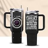 CGMIBAS Photographer Gifts for Women Men Tumbler with Handle Straws 40oz Photography Lovers Camera Lens Coffee Cup Mugs, Cool Photographers Birthday Christmas Gifts