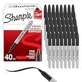 Sharpie Permanent Markers, Fine Point, Black, 40 Count - Quick Drying, Bulk Set for Classroom, Poster Boards, Office, Home, Teacher Supplies
