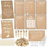 Funnymoom 426 Pcs Kraft Baby Shower Games Set-8 Games, Includes Baby Shower Bingo, Price is Right, Guess Who, Word Scramble, Prediction and Advice, How Big is Mommy's Belly, Don't Say The Words