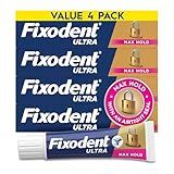 Fixodent Ultra Max Hold Secure Denture Adhesive Cream for Full and Partial Denture Wearers, 2.2oz (Pack of 4)