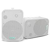 Dual Waterproof Outdoor Speaker System - 6.5 Inch Pair of Weatherproof Wall / Ceiling Mounted Speakers w/ Heavy Duty Grill, Universal Mount - For Use in the Pool, Patio, Indoor - Pyle PDWR50W (White)