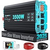 LANDERPOW Pure Sine Wave 3500W Power Inverter 12V DC to 120V AC for RV, Truck, Home, Off-Grid, Solar, Inverter with 3 AC Outlet, 30W USB-C, 5V 3.1A USB, Hardwire Port, 15FT Remote Control, Surge 7000W
