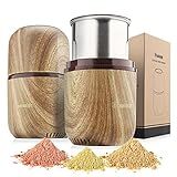 COOL KNIGHT Electric Herb Grinder [Large Capacity/High Rotating Speed]-Electric Grinder for Spices and Herbs (Wood grain 2)